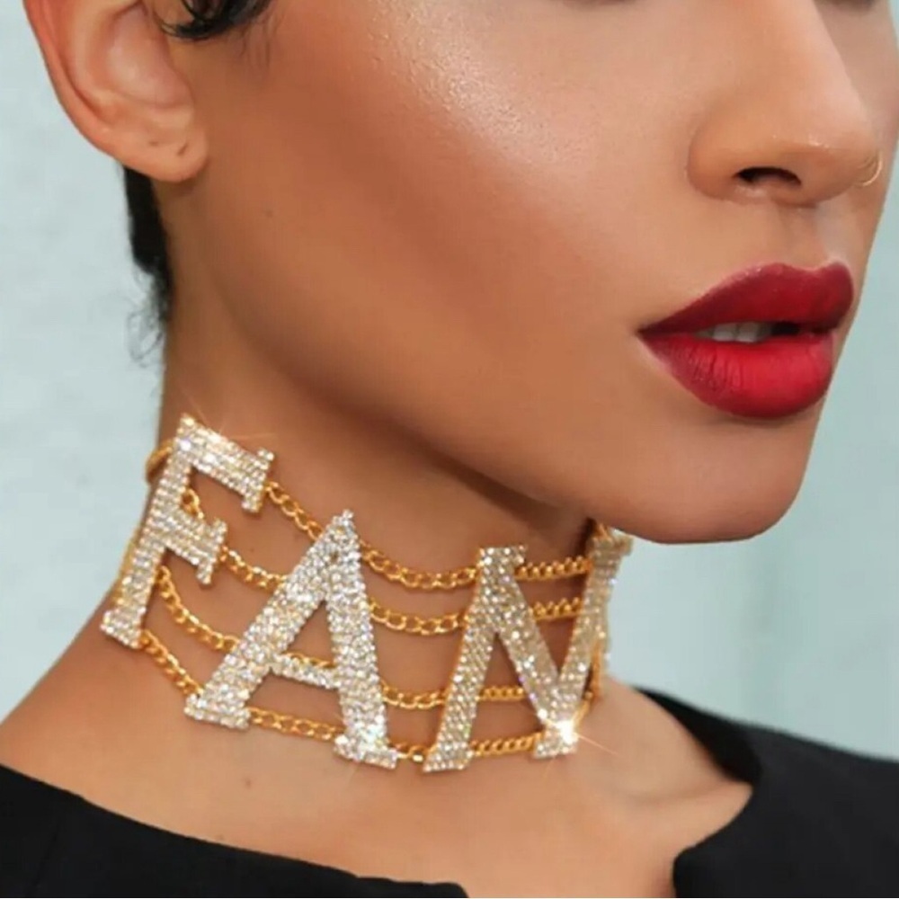 Fancy Rhinestone Gold Choker